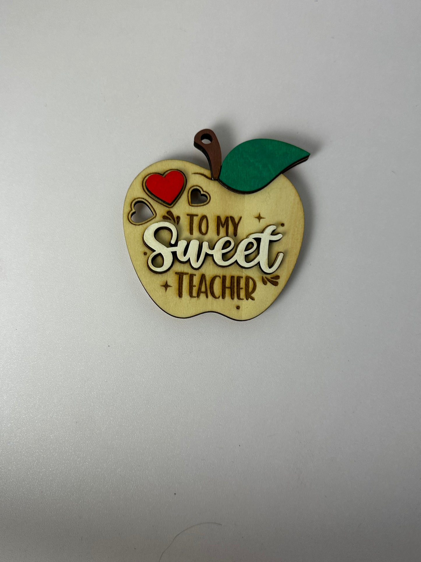 Teacher Apple Wood Ornament