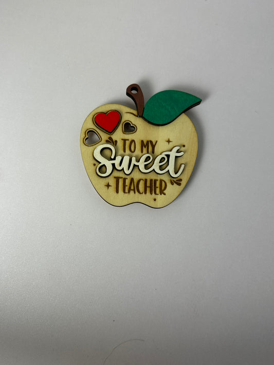 Teacher Apple Wood Ornament