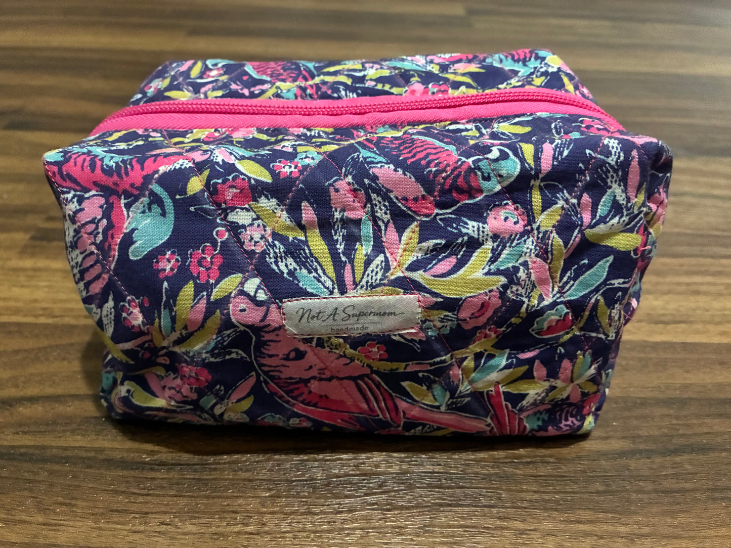 💄 Midnight Tropics Quilted Cosmetic Bag – Medium