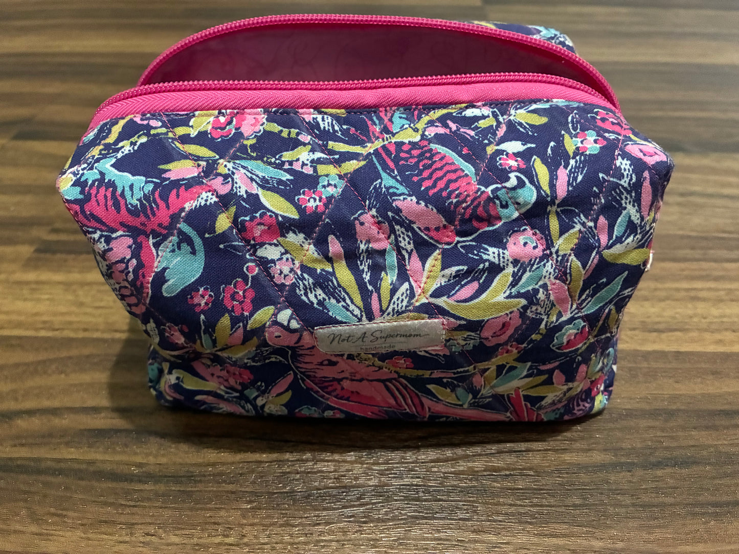 💄 Midnight Tropics Quilted Cosmetic Bag – Medium